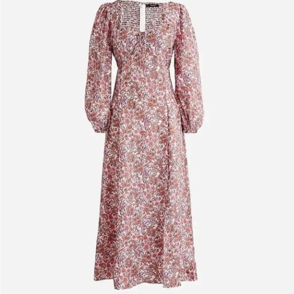 NWT J. Crew Sweetheart long-sleeve midi dress in fête floral Size 12 - Picture 4 of 9